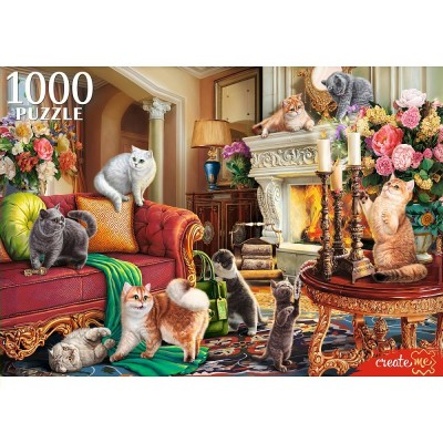 Рыжий кот Пазл 1000 Британские кошки в гостиной Ф1000-0195 Россия Рыжий кот Пазл 1000 Британские кошки в гостиной Ф1000-0195 Россия