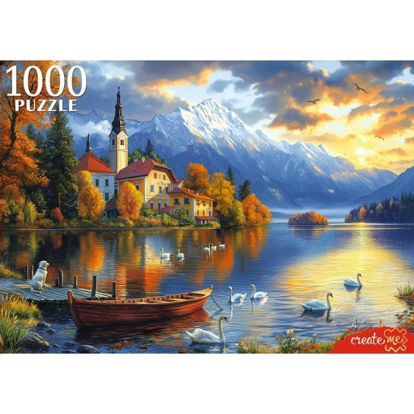 Рыжий кот Пазл 1000  Закат на озере Блед Ф1000-0197 Россия