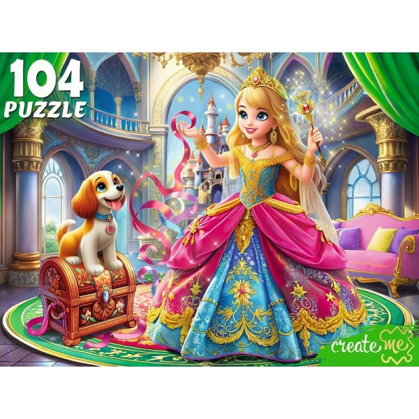 Рыжий кот Пазл 104  Веселая принцесса и щенок УК104-0200 Россия