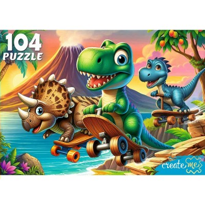 Рыжий кот Пазл 104 Веселые динозавры УК104-0201 Россия Рыжий кот Пазл 104 Веселые динозавры УК104-0201 Россия