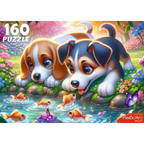 Рыжий кот Пазл 160  Щенки и рыбки Х160-7609 Россия