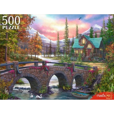 Рыжий кот Пазл 500  Волшебный домик в горах Х500-6629 Россия