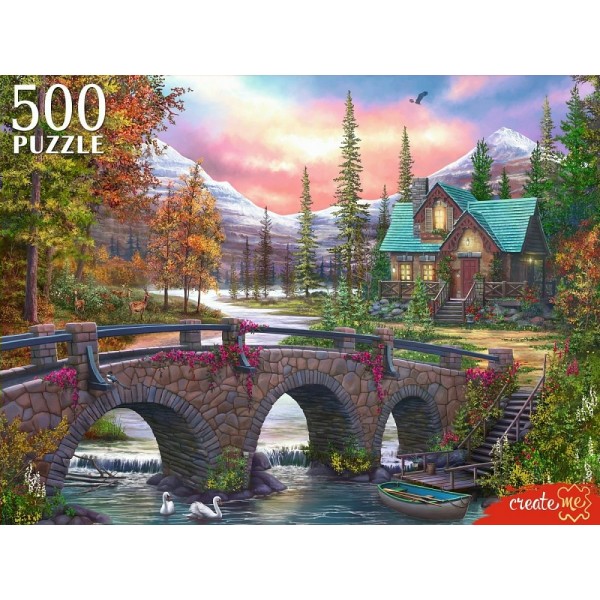 Рыжий кот Пазл 500  Волшебный домик в горах Х500-6629 Россия