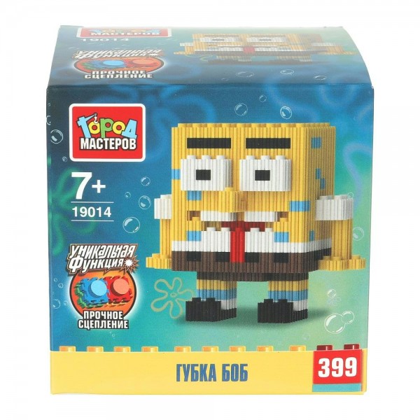 ГородМастеров Игрушка 399 3D Конструктор. Сборная фигурка. Губка Боб/399 дет 19014-LD Россия