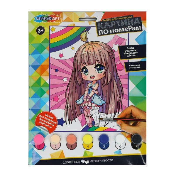 Картина по номерам холст на подрамнике 17х23 Аниме 7 цветов CANV17X23-PINTAN МультиАрт