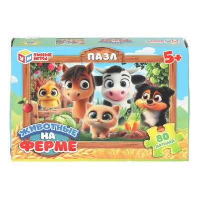 Умные игры Пазл 80  Животные на ферме  Россия
