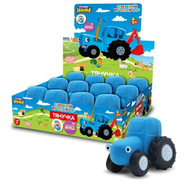Супер Жим Игрушка   Мялка. Синий трактор/8 см, антистресс, наполнение мука XID-BTFL-01-RU Китай