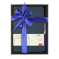 Набор подарочный Ежедневник недатированный А5 96 листов линия кожзам Megapolis classic темно-синий + ручка шариковая 3-787/06-2 Bruno Visconti