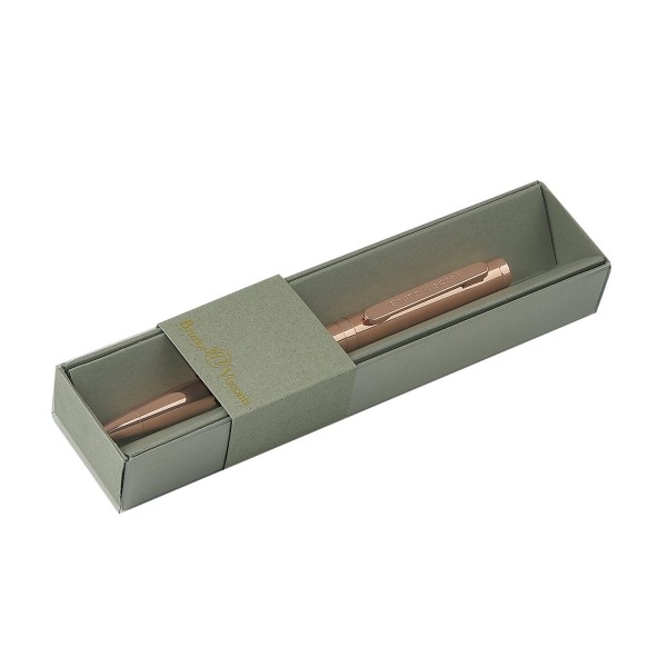 Ручка подарочная шариковая, поворотный механизм Firenze 1мм синяя, металлический корпус розовое золото, картонный серый футляр 20-0457/3 Bruno Visconti