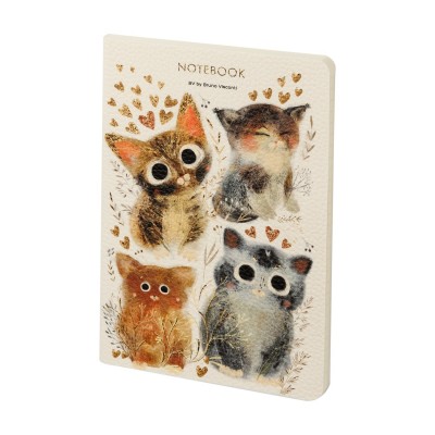 Тетрадь 60 листов А5 линия, интегральная обложка, кожзам Love me. Котики. Счастье бежевая бумага, 80г/м2 7-60-1315/11 Bruno Visconti