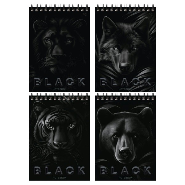 Блокнот 40 листов А5 клетка, гребень Just black 379076 BG  Б5гр40 07048