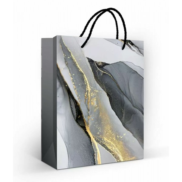 Горчаков/Пакет бумажный ламинированный. Графитовый мрамор/180х230х100/110000755/