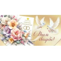 Мир поздравлений/Конверт для денег. С Днем свадьбы!/075855/