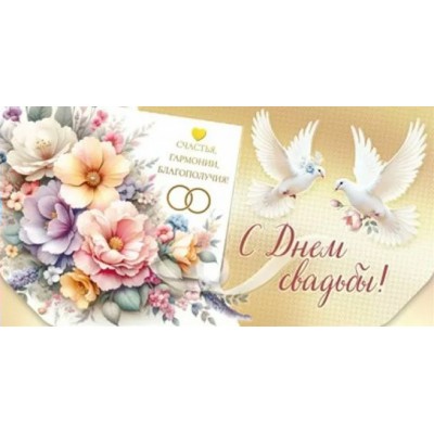 Мир поздравлений/Конверт для денег. С Днем свадьбы!/075855/