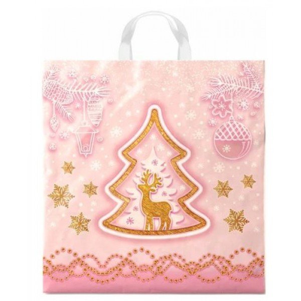 Интерпак/Пакет полиэтиленовый с петлевой ручкой. Новогодний. Чудеса/440 х 420/ПТЛ57425/