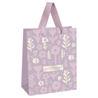 MESHU/Пакет бумажный ламинированный. Delicate flowers/260 х 320 x 120/MS_66189/