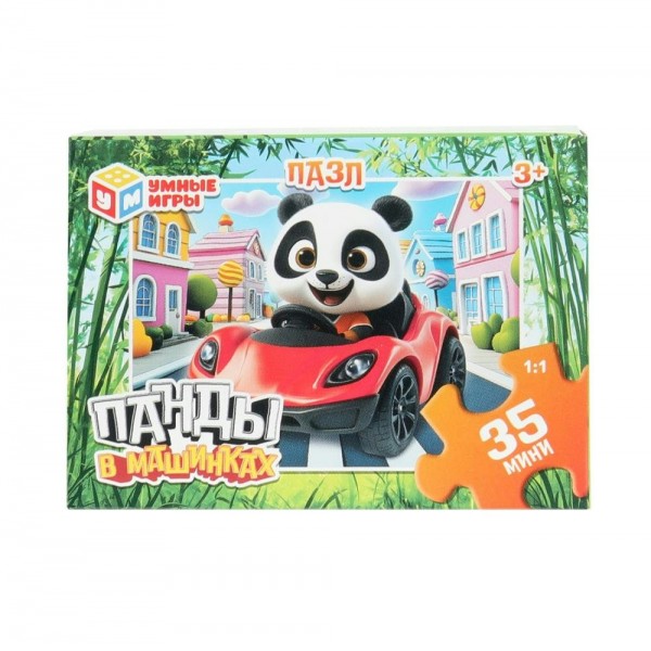 Умные игры Пазл-Мини 35  Панды в машинках  Россия