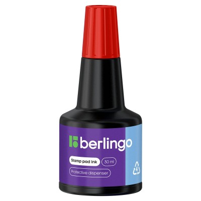 Краска штемпельная 30мл красная KKp_30003 Berlingo 12/240 316196