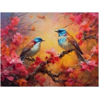 Мозаика алмазная холст на подрамнике 30х40 Птицы на ветке полная выкладка, 30 цветов НД-0566 Рыжий кот