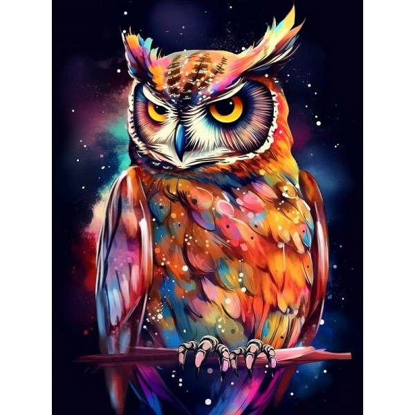 Мозаика алмазная холст без подрамника 30х40 Красочный филин полная выкладка, 30 цветов НД-2050 Рыжий кот