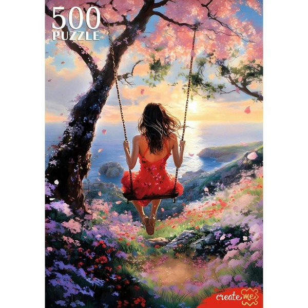 Рыжий кот Пазл 500  Девушка на качелях Ф500-8720 Россия