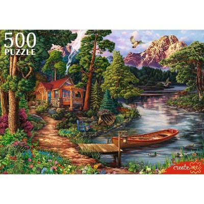 Рыжий кот Пазл 500  Домик у реки Ф500-8713 Россия