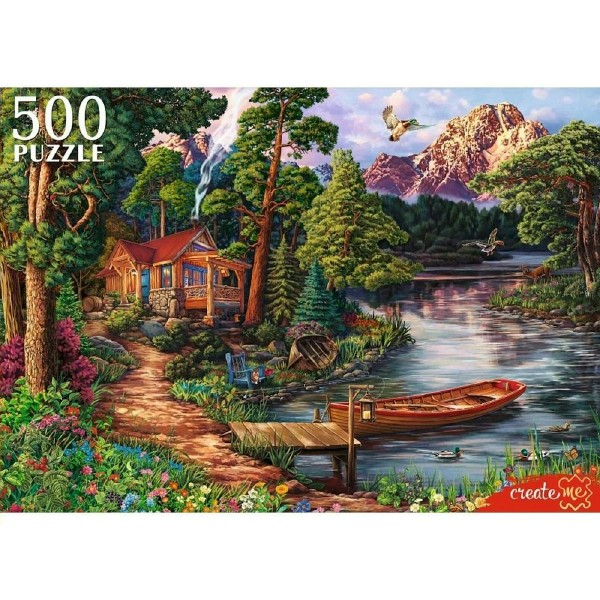 Рыжий кот Пазл 500  Домик у реки Ф500-8713 Россия