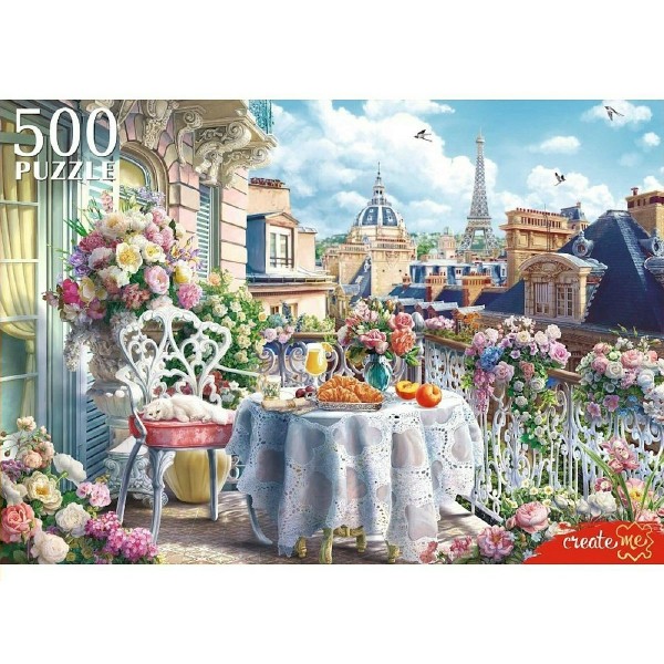 Рыжий кот Пазл 500  Завтрак на балконе в Париже Ф500-8264 Россия