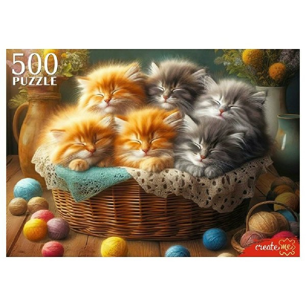 Рыжий кот Пазл 500  Спящие котята Ф500-8714 Россия
