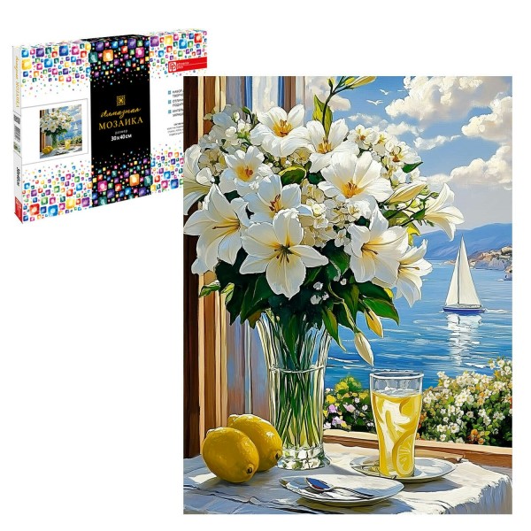 Мозаика алмазная холст на подрамнике 30х40 Букет лилий полная выкладка, 28 цветов 70848 Феникс