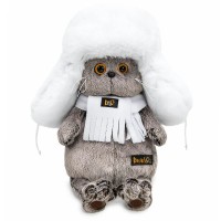 Budi Basa Игрушка   Кот Басик в белой меховой шапке, мягкая, 22 см Ks22-302 Россия