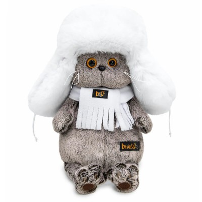 Budi Basa Игрушка   Кот Басик в белой меховой шапке/мягкая, 22 см Ks22-302 Россия