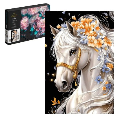 Картина по номерам холст на подрамнике 20х30 Лошадь в цветах 15 цветов 71242 Феникс