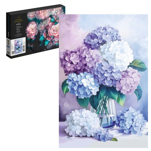 Картина по номерам холст на подрамнике 20х30 Букет гортензий 15 цветов 71243 Феникс