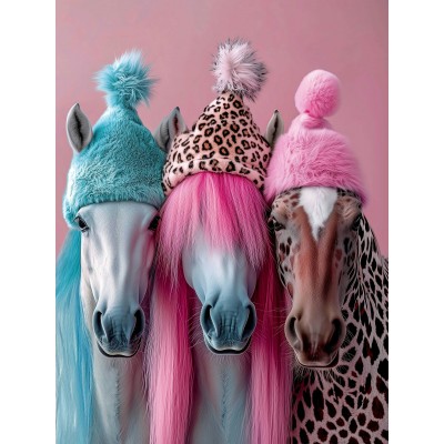 Картина по номерам холст на подрамнике 30х40 Лошади в шапочках 20 цветов 71248 Феникс