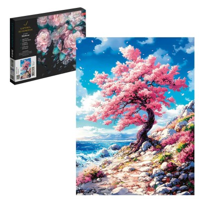 Картина по номерам холст на подрамнике 30х40 Сакура у моря 20 цветов 71252 Феникс