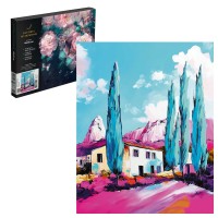 Картина по номерам холст на подрамнике 40х50 Дом в кипарисах 22 цвета 71261 Феникс