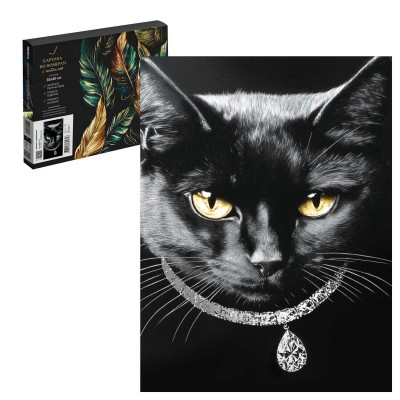 Картина по номерам холст на подрамнике 30х40 Кошка с ожерельем с поталью, 17 цветов 71282 Феникс