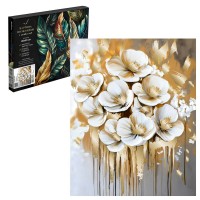 Картина по номерам холст на подрамнике 40х50 Белые цветы с поталью, 23 цвета 71285 Феникс