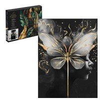 Картина по номерам холст на подрамнике 30х40 Девушка с бабочкой с поталью на черном холсте, 13 цветов 71300 Феникс