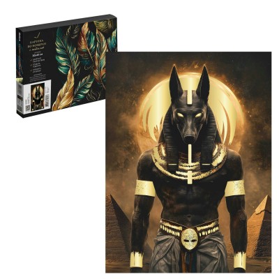 Картина по номерам холст на подрамнике 30х40 Анубис с поталью на черном холсте, 17 цветов 71301 Феникс