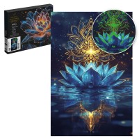 Картина по номерам холст на подрамнике 30х40 Лотос и мандала со светящимися красками, 20 цветов 71293 Феникс