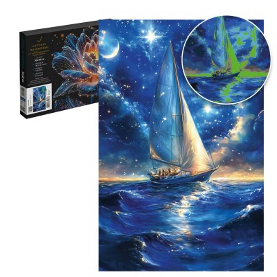 Картина по номерам холст на подрамнике 30х40 Парусник со светящимися красками, 19 цветов 71295 Феникс