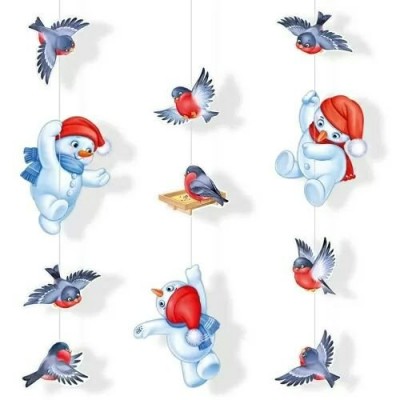 Империя поздравлений/Гирлянда на нитях. Веселые снеговички и снегири/30001185/ Империя поздравлений/Гирлянда на нитях. Веселые снеговички и снегири/30001185/