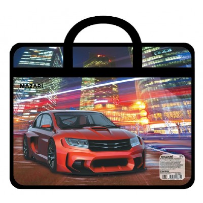 Папка на молнии А4 33х26х12см Red пластиковая, с ручками М-16901 Mazari