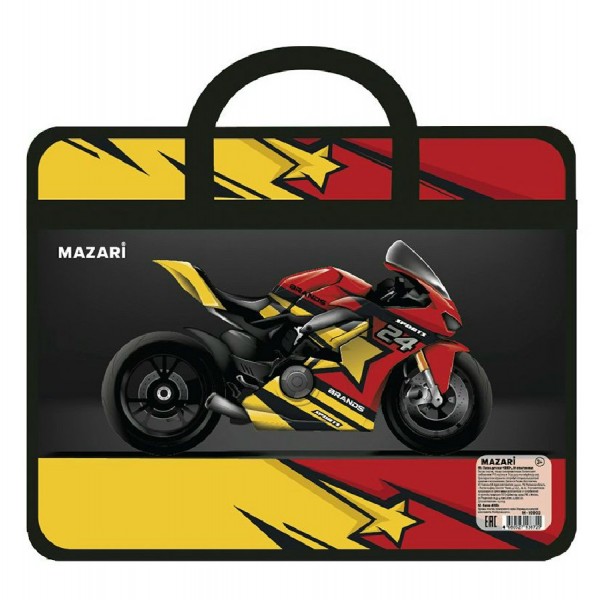 Папка на молнии А4 33х26х7,5см Bike пластиковая, с ручками М-16903 Mazari