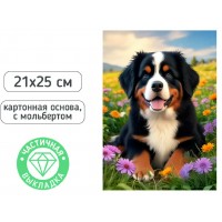 Мозаика алмазная на картоне 21х25 Щенок частичная выкладка, с мольбертом М-12323 Mazari