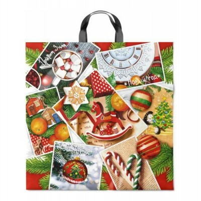 Интерпак/Пакет полиэтиленовый с петлевой ручкой. Новогодний. Коллаж/440 х 440/ПТЛ57428/ Интерпак/Пакет полиэтиленовый с петлевой ручкой. Новогодний. Коллаж/440 х 440/ПТЛ57428/