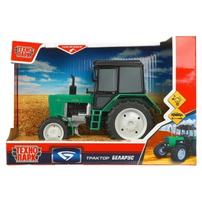 Технопарк Игрушка   Машина. МТЗ Трактор Беларус, пластик, 17 см, свет, звук, инерция,зеленый BELARUS-17SL-GN Китай