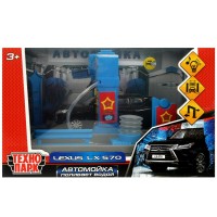 Технопарк Игрушка   Набор. Автомойка с водой, Lexus LX570/21 см, металл, свет, звук WASHSET-17PLWAT-LX Китай